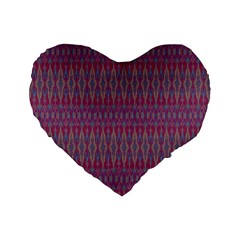 Red Blue Ikat Pattern Standard 16  Premium Heart Shape Cushions by SpinnyChairDesigns