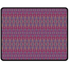 Red Blue Ikat Pattern Double Sided Fleece Blanket (medium)  by SpinnyChairDesigns