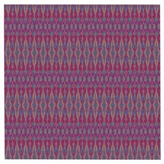 Red Blue Ikat Pattern Wooden Puzzle Square by SpinnyChairDesigns