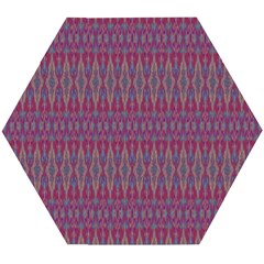 Red Blue Ikat Pattern Wooden Puzzle Hexagon by SpinnyChairDesigns