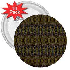 Olive Green And Blue Ikat Pattern 3  Buttons (10 Pack)  by SpinnyChairDesigns