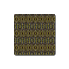 Olive Green And Blue Ikat Pattern Square Magnet by SpinnyChairDesigns