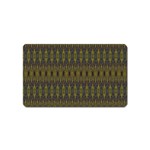 Olive Green and Blue Ikat Pattern Magnet (Name Card) Front