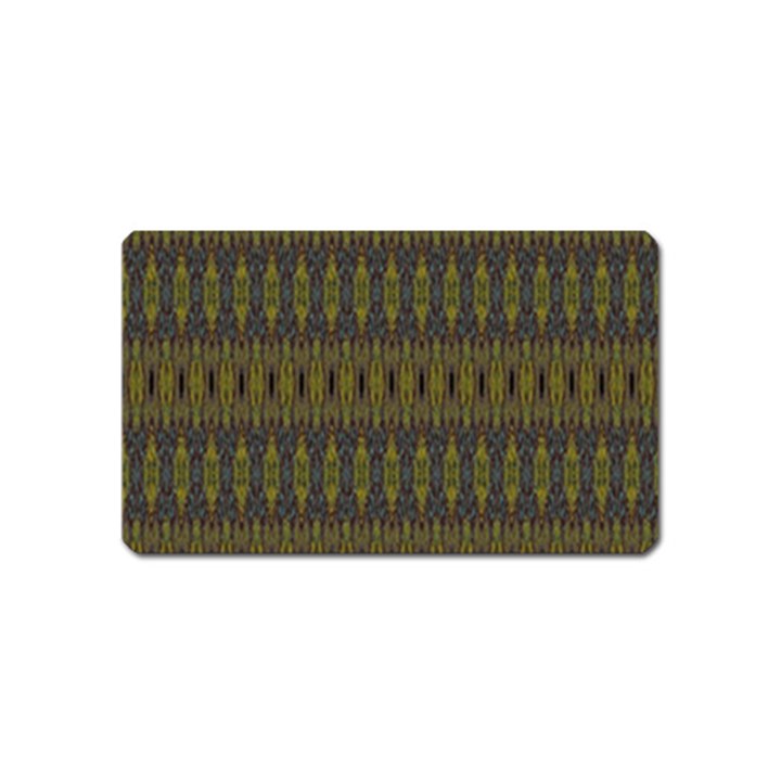 Olive Green and Blue Ikat Pattern Magnet (Name Card)