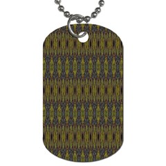 Olive Green And Blue Ikat Pattern Dog Tag (one Side) by SpinnyChairDesigns