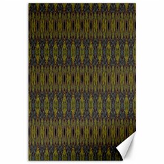 Olive Green And Blue Ikat Pattern Canvas 12  X 18  by SpinnyChairDesigns