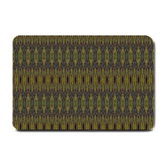 Olive Green And Blue Ikat Pattern Small Doormat  by SpinnyChairDesigns