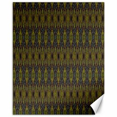 Olive Green And Blue Ikat Pattern Canvas 11  X 14  by SpinnyChairDesigns