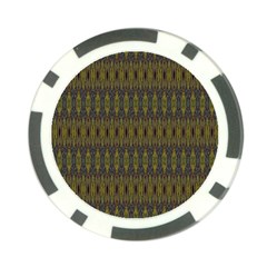 Olive Green And Blue Ikat Pattern Poker Chip Card Guard by SpinnyChairDesigns