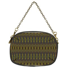 Olive Green And Blue Ikat Pattern Chain Purse (one Side) by SpinnyChairDesigns