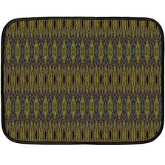 Olive Green And Blue Ikat Pattern Double Sided Fleece Blanket (mini)  by SpinnyChairDesigns