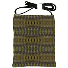 Olive Green And Blue Ikat Pattern Shoulder Sling Bag by SpinnyChairDesigns