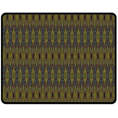 Olive Green And Blue Ikat Pattern Double Sided Fleece Blanket (medium)  by SpinnyChairDesigns