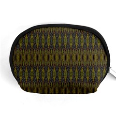 Olive Green And Blue Ikat Pattern Accessory Pouch (medium) by SpinnyChairDesigns