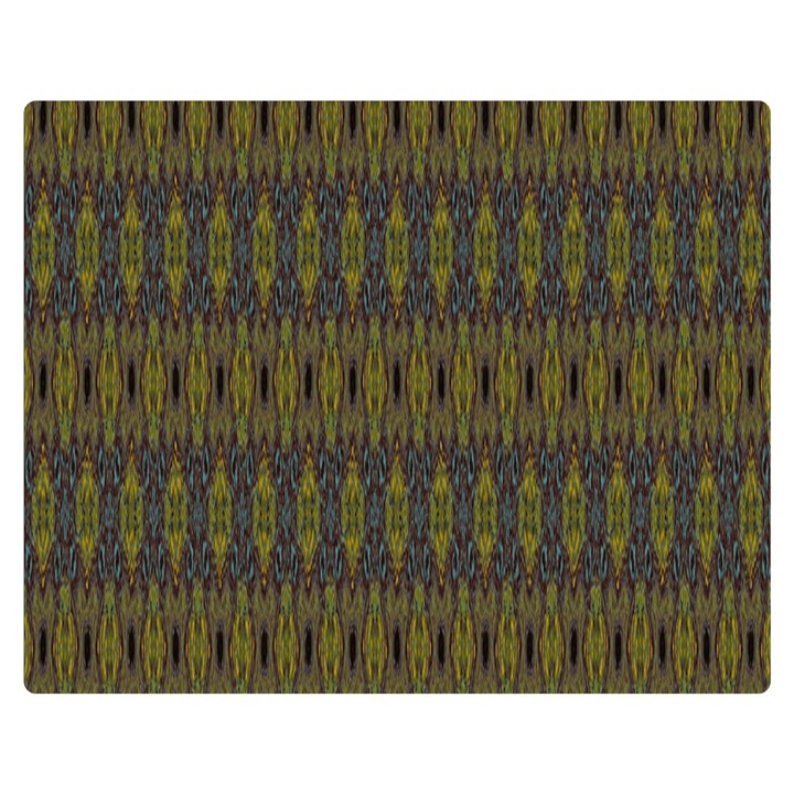 Olive Green and Blue Ikat Pattern Double Sided Flano Blanket (Medium) 