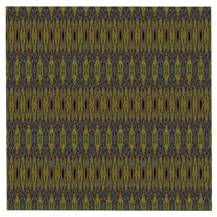 Olive Green and Blue Ikat Pattern Wooden Puzzle Square