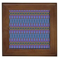 Purple Blue Ikat Stripes Framed Tile by SpinnyChairDesigns