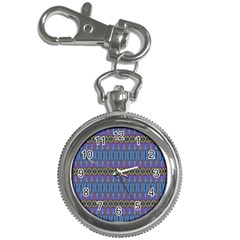 Purple Blue Ikat Stripes Key Chain Watches by SpinnyChairDesigns