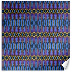 Purple Blue Ikat Stripes Canvas 20  X 20  by SpinnyChairDesigns