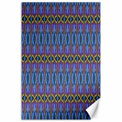 Purple Blue Ikat Stripes Canvas 24  X 36  by SpinnyChairDesigns