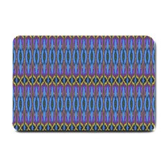 Purple Blue Ikat Stripes Small Doormat  by SpinnyChairDesigns