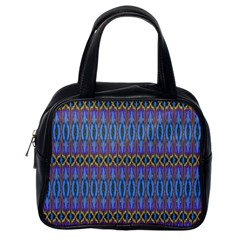 Purple Blue Ikat Stripes Classic Handbag (one Side) by SpinnyChairDesigns