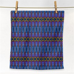 Purple Blue Ikat Stripes Face Towel by SpinnyChairDesigns