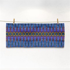 Purple Blue Ikat Stripes Hand Towel by SpinnyChairDesigns