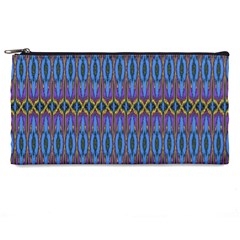 Purple Blue Ikat Stripes Pencil Case by SpinnyChairDesigns