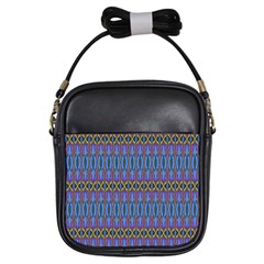 Purple Blue Ikat Stripes Girls Sling Bag by SpinnyChairDesigns