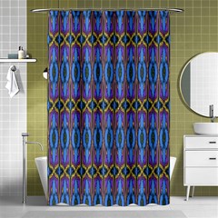 Purple Blue Ikat Stripes Shower Curtain 48  X 72  (small)  by SpinnyChairDesigns