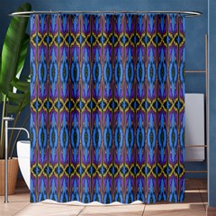 Purple Blue Ikat Stripes Shower Curtain 60  X 72  (medium)  by SpinnyChairDesigns