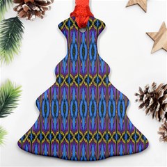 Purple Blue Ikat Stripes Ornament (christmas Tree)  by SpinnyChairDesigns