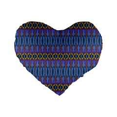 Purple Blue Ikat Stripes Standard 16  Premium Heart Shape Cushions by SpinnyChairDesigns