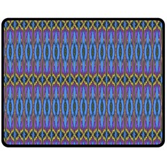 Purple Blue Ikat Stripes Double Sided Fleece Blanket (medium)  by SpinnyChairDesigns