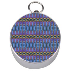 Purple Blue Ikat Stripes Silver Compasses by SpinnyChairDesigns