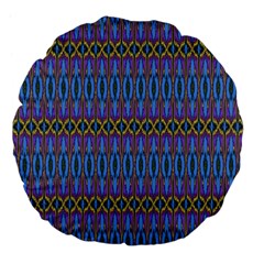 Purple Blue Ikat Stripes Large 18  Premium Flano Round Cushions by SpinnyChairDesigns