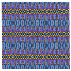 Purple Blue Ikat Stripes Wooden Puzzle Square by SpinnyChairDesigns