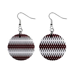 Brown And White Ikat Mini Button Earrings by SpinnyChairDesigns