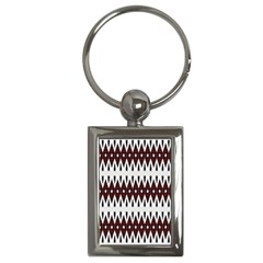 Brown And White Ikat Key Chain (rectangle) by SpinnyChairDesigns