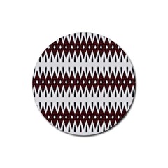 Brown And White Ikat Rubber Round Coaster (4 Pack)  by SpinnyChairDesigns