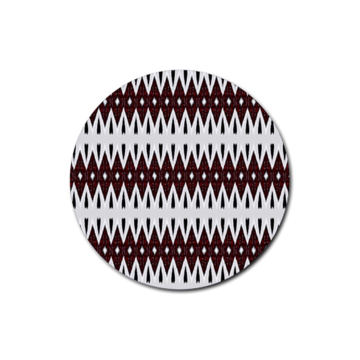 Brown and White Ikat Rubber Round Coaster (4 pack) 