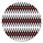 Brown and White Ikat Magnet 5  (Round) Front