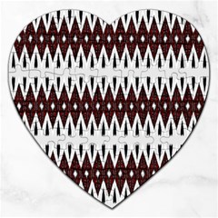 Brown And White Ikat Jigsaw Puzzle (heart) by SpinnyChairDesigns