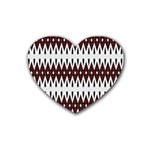 Brown and White Ikat Rubber Coaster (Heart)  Front