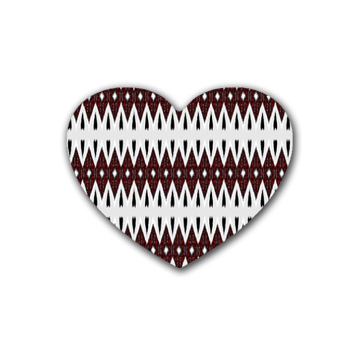 Brown and White Ikat Rubber Coaster (Heart) 