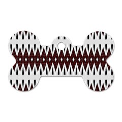 Brown And White Ikat Dog Tag Bone (two Sides) by SpinnyChairDesigns