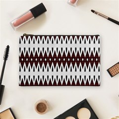 Brown And White Ikat Cosmetic Bag (medium) by SpinnyChairDesigns