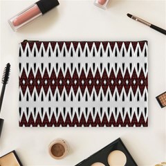 Brown And White Ikat Cosmetic Bag (large) by SpinnyChairDesigns