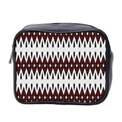 Brown And White Ikat Mini Toiletries Bag (two Sides) by SpinnyChairDesigns